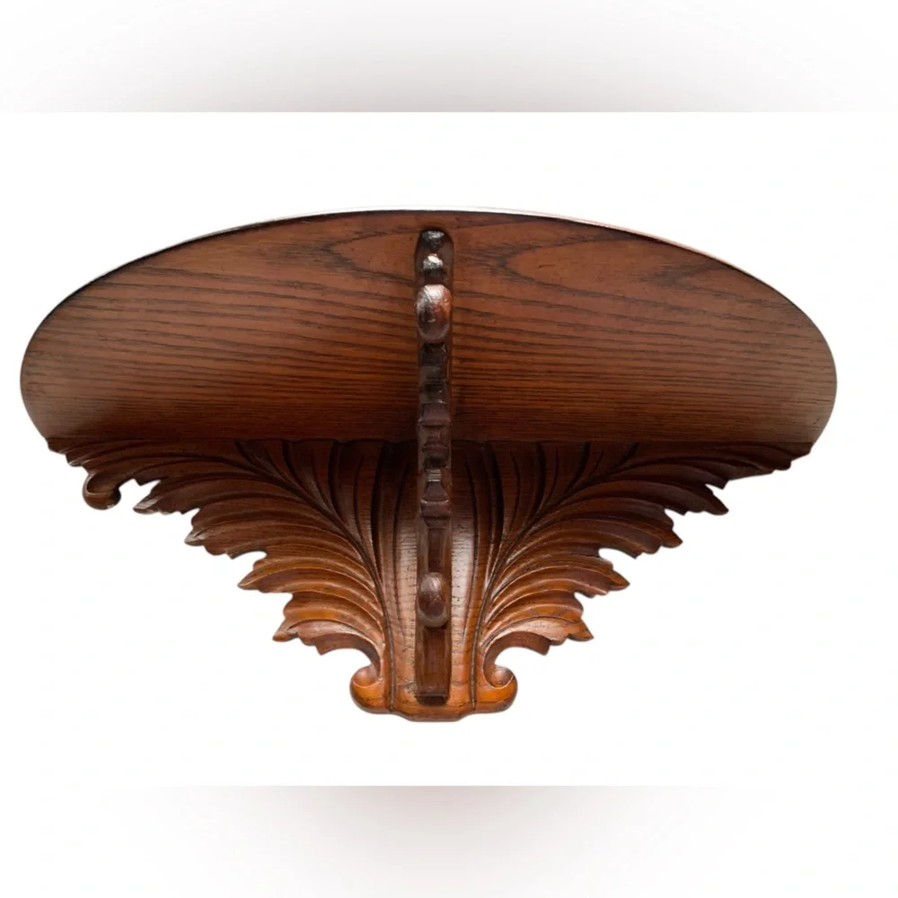 Vintage Large Carved Wooden Wall Shelf Home Decor Shelve Wall Midcentury FIRM$